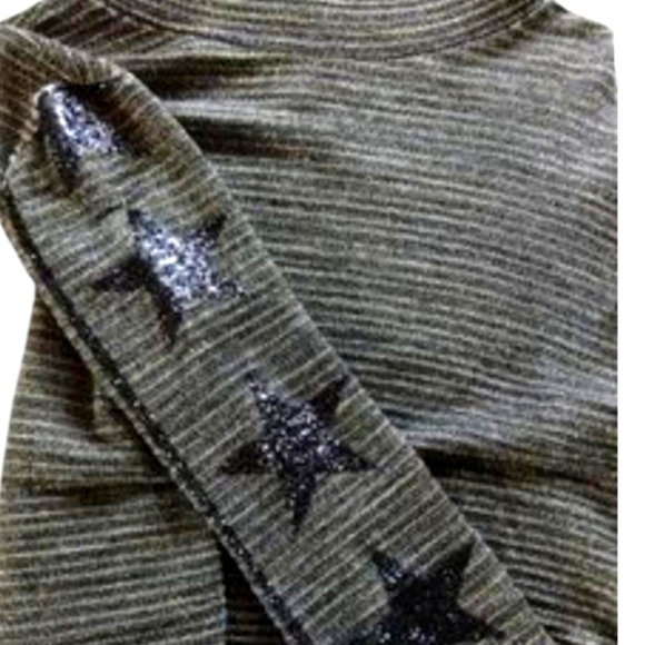 John John Striped Mock Neck Sequin Star Sleeve Sweater - Picture 4 of 8